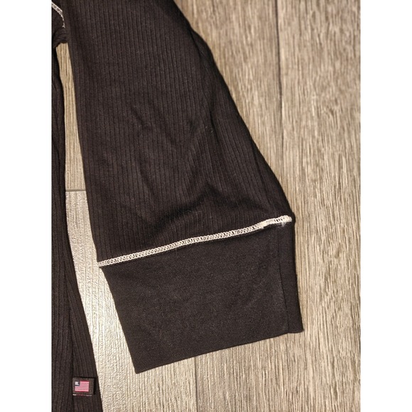 Polo‎ Jeans Co Ralph Lauren Womens Black Ribbed V Neck 3/4 Sleeve Top L G - Picture 8 of 10